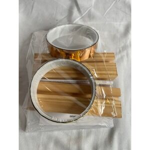 Cherry Cheers DIY Double Sided Round Picture Frames Set Gold Wood Base